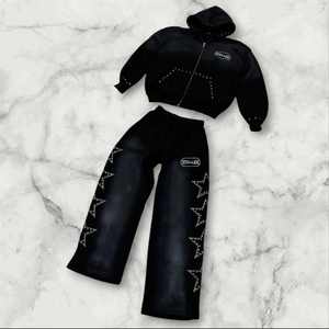Ensemble sweat à capuche et pantalon de survêtement assorti pour homme Luciva Industry, vert olive et rose uni, léger, 100 % coton, écologique, grandes tailles - Product Image 4