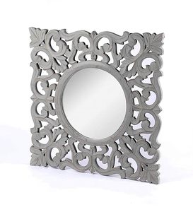 Miroir mural ovale traditionnel en bois sculpté avec bordure encadrée pour la décoration de la salle de bain et de la chambre à coucher - Product Image 2