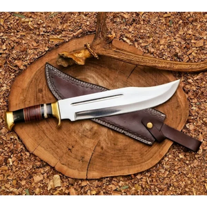 Couteau de chasse Bowie LEGACY BLADES en acier à haute teneur en carbone de qualité supérieure, manche en cuir fait main, lame fixe à pointe tombante, OEM ODM - Product Image 5