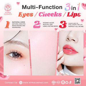 บลัชออนแบบแท่ง 3 in 1 ใช้ได้หลายจุด แก้ม ปาก ตา สีชมพูโรซี่ รับทำโลโก้ส่วนตัว แบรนด์ส่วนตัว OEM ODM - Product Image 4