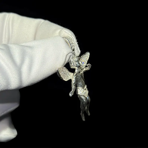 Collar con colgante de ángel de plata 925 con diamantes de moissanita, estilo hip hop, regalo para él y para ella. - Product Image 4