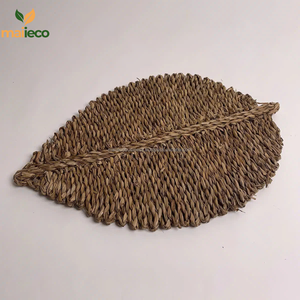 แผ่นรองจานหญ้าทะเลถักด้วยมือขนาดต่างๆตกแต่งโต๊ะกระจกรูปทรงใบไม้แบบพลิกกลับได้ - Product Image 3