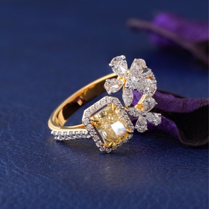 Fancy Yellow Pear Cut Diamond Ring with White Diamond Halo 14K Gold IGI Certified Luxury Unisex Engagement Ring <b>Gift</b> - Product Image 3