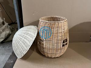 Round <b>Rattan</b> Kids House <b>Storage</b> <b>Basket</b> Natural Wicker Children Toy <b>Storage</b> <b>Basket</b> Montessori Nursery Playroom Organizer Kid Room - Product Image 4