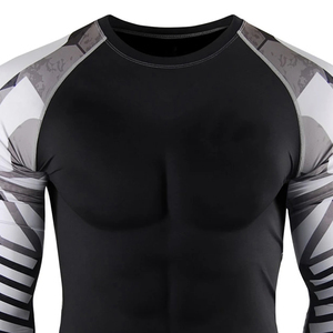 Best Quality Breathable Eco-Friendly Quick Dry Anti-Bacterial Sportswear Two Tone Adults <b>Long</b> <b>Sleeve</b> Men MMA Rash Guard - Product Image 6