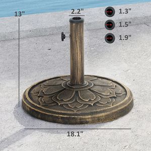 Base de parasol d'extérieur en résine de 26 lb pour poteaux de 1,3'/1,5'/1,9' – Support durable pour parasols de patio - Product Image 6