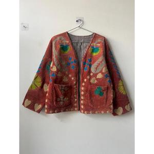 Embroidery Suzani Knitted Cotton Button Heated Breathable Reversible Varsity <b>Jacket</b> Autumn Winter Handmade Regular Festival Coat - Product Image 1