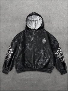Sudadera con Capucha Estampada Gótica Unisex Oversize 100% Algodón Impermeable Ecológica Streetwear Invierno - Product Image 1
