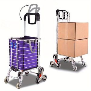 Adjustable Heavy Duty Folding Rolling Cart Bungee Portable Shopping Trolley Bag Utility Stair Cart Wheels Folding Cart Trolley - Product Image 1