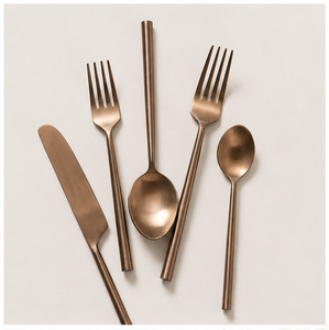 Ensemble de couverts en acier inoxydable bronze mat, couverts en or rose pour la maison et les hôtels, fourniture d'usine, logo personnalisé sur les couverts - Product Image 3