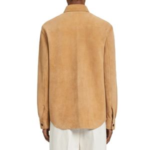 เสื้อเชิ้ตผู้ชายสไตล์วินเทจหนังแกะแท้คุณภาพพรีเมียม ระบายอากาศได้ดี ลายเรียบง่าย สวมใส่สบายในฤดูหนาว ดีไซน์ปกเสื้อ - Product Image 2