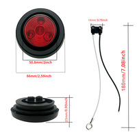 Kit de feux de position latéraux LED ronds de 2 pouces rouge ambre pour remorque avec passe-câble