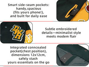 Chaqueta Varsity para Hombre, Estilo Hip Hop, con Parches, Bordado de Letras, Flocado, Holgada, Informal, Chaqueta de Béisbol Unisex, Estilo Urbano Retro de Invierno - Product Image 3