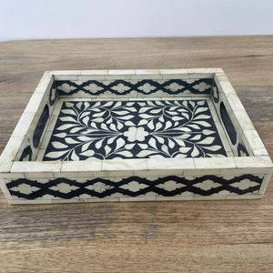 Plateau Feng Shui de Luxe Fait Main Écologique avec Incrustations en Os – Design Décoratif Élégant, Qualité Supérieure pour la Maison et la Cuisine (Idéal pour Servir) - Product Image 1