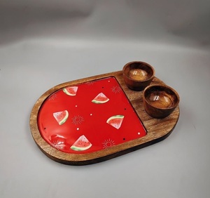 Bandeja de Servir Rústica de Madera de Mango con Juego de Mini Tazones, Personalizada para Comida, Postre y Frutos Secos, Directo de Fábrica - Product Image 5