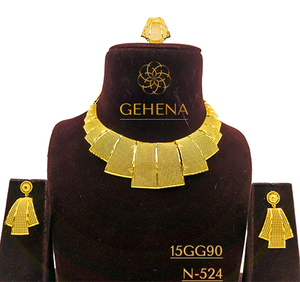 Diseñador elegante de moda 24K chapado en oro 5 gramos Collar corto conjunto pendiente anillo Mujeres Nuevo grande personalizado-Sexy elegante joyería de moda - Product Image 1