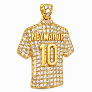 Luxury Custom Football Crown Pendant 18K Yellow Gold Lab Grown Diamond Number 10 <b>Iced</b> <b>Out</b> Sports Necklace Wholesale - Product Image 4