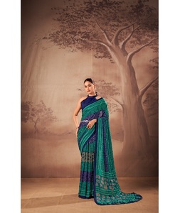 ผ้าส่าหรีเนื้อนุ่มแบบใหม่ล่าสุด ดีไซน์เรียบหรู สำหรับใส่ทุกวัน ทำจากผ้าโพลีเอสเตอร์คอตตอน พิมพ์ลายสวยงาม เหมาะสำหรับใส่ในชีวิตประจำวันและลำลองสำหรับผู้หญิง ทรงสวยทันสมัยในราคาประหยัด - Product Image 1