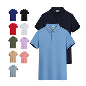 Polo à manches courtes pour homme, couleur unie, décontracté, tricoté, respirant, en coton, coupe classique, bleu marine, rouge, noir, blanc, vert - Product Image 6