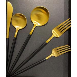 Modern Luxury <b>Gold</b> Flatware Set with <b>Black</b> Handles Dishwasher Safe Wedding Tableware Food Contact Safe <b>Cutleries</b> Sets For Sale - Product Image 6