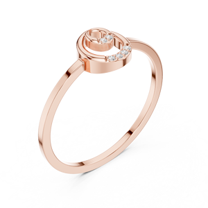 Bague spirale concentrique en argent sterling plaqué or rose avec diamant moissanite rond, bague à porter au quotidien pour femme - Product Image 3