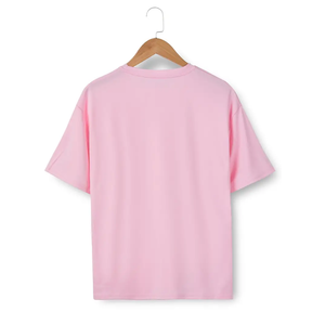 Camiseta de algodón 100% rosa bebé para mujer, informal, talla grande, de jersey suave, lisa, con estampado de malla, en blanco - Product Image 5