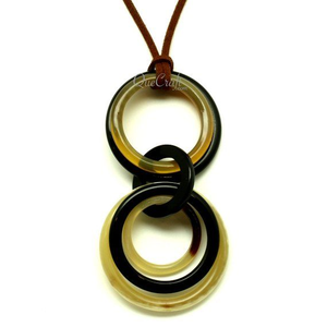 Collar con colgante circular de cuerno natural hecho a mano, color negro y ámbar, joyería llamativa para mujer - Product Image 3