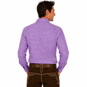 Chemise habillée bavaroise pour homme, tricotée unie, infroissable, séchage rapide, respirante, écologique, boutons en corne, col montant, formelle d'été - Product Image 6