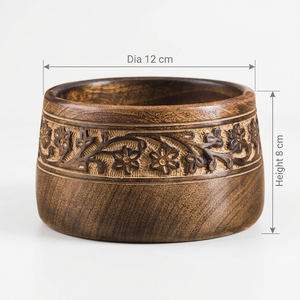 Bols de service en bois sculptés à la main, gaufrés, écologiques et durables, avec bordure décorative, pour hôtels et restaurants, bols à salade personnalisables - Product Image 4