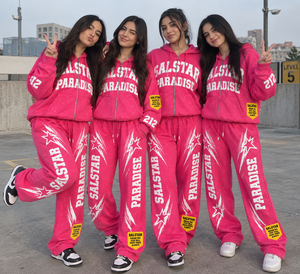 Premium Custom 2 Piece Tracksuit Set for Men <b>Pink</b> Streetwear <b>Hoodie</b> Custom Rhinestone Printed Sportswear Tracksuit Manufacturers - Product Image 5