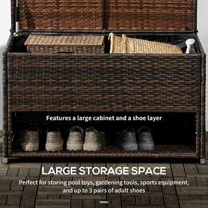 "PE Rattan Wicker Outdoor Deck Box with <b>Liner</b> for <b>Shoe</b> Storage and Towel Rack" - Product Image 4