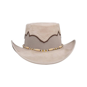 GENERSA SPORTS Cowboy <b>Hat</b> Unisex Beaded <b>Band</b> Mesh Ventilation Light Brown Casual Outdoor Spring Summer Adult Adjustable - Product Image 1