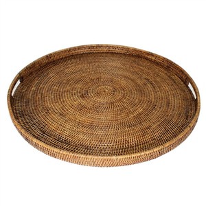 Woven Rattan Serving Tray with Handles for Easy Carry Decorative Storage Basket for Living Rooms Kitchens Bathrooms Daily Use - Product Image 4