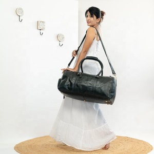 Top qualité Crocodile motif Vintage pleine fleur en cuir de vachette sac polochon en cuir véritable grande capacité voyage bagages sacs - Product Image 1