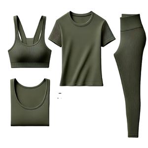 Conjunto de Yoga de 2 Piezas a Cuadros para Mujer, Talla Grande, Sin Costuras, Nuevo, Otoño, Levanta Glúteos, Pantalones Cortos Deportivos, Leggings de Gimnasio, Cintura Alta - Product Image 1