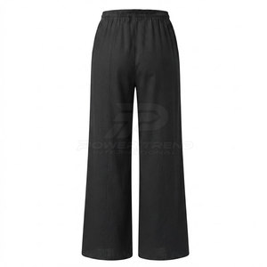 Low Price 100% Cotton <b>Women</b> Summer Mid Waist Wide Leg <b>Trouser</b> High Loose for Casual Wear <b>Workwear</b> and Daily Outfits - Product Image 2