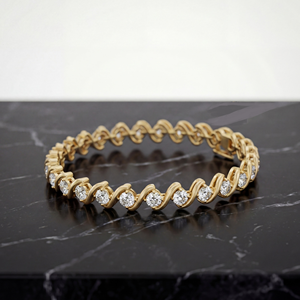 Pulseras de tenis de plata de ley 925 con diseño de eslabones en S ondulados y corte brillante, circonita de 0.25 CT con engaste de medio bisel, regalo para fiesta de compromiso - Product Image 1