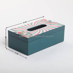Boîte à mouchoirs en bois imprimée avec logo personnalisé Conteneur de stockage décoratif émaillé nouveau design - Product Image 3