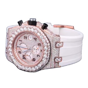 Busto Hip Hop Moda de lujo Relojes de diamantes Camo rojo Banda de acero inoxidable Movimiento de cuarzo VVS Moissanite Reloj Probador de diamantes - Product Image 2