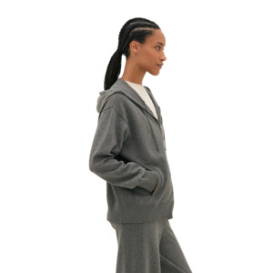Conjunto Deportivo de 2 Piezas para Mujer, con Capucha, Tejido de Felpa, Color Gris, Corte Regular, Estilo Casual, Color Sólido, 100% Algodón, Transpirable - Product Image 4