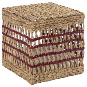 Mesa auxiliar de jacinto de agua con rayas rojas, cama cueva para gatos tejida, caseta cuadrada de paja para perros, mesita de noche, condominio para gatos, muebles para mascotas - Product Image 6