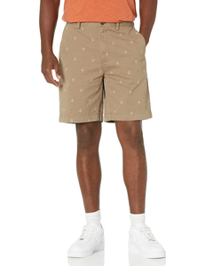 Pantalones Cortos Bermuda para Hombre, Color Caqui, de Algodón Estampado con Anclas, Cintura Media, Estilo Casual, Transpirable, Tejido, con Bolsillos y Cierre de Botones - Product Image 1