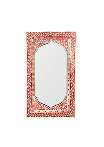 Miroir mural rectangulaire moderne fait main avec cadre en os incrusté pour une utilisation décorative à la maison - Product Image 5