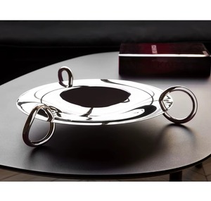 Highest Quality Two Tier Gold Metal Serving Tray with Floral Handle Glam Style Party Dessert Display <b>Stand</b> - Product Image 2