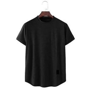 Camiseta de punto informal para hombre, color gris, manga corta, cuello redondo, corte regular, diseño transpirable, camiseta gris de manga corta para hombre. - Product Image 3