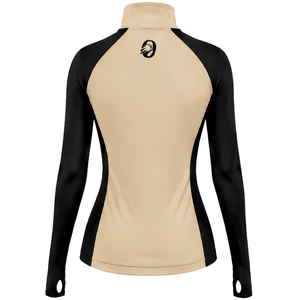Camiseta Deportiva de Manga Larga para Mujer, Cuello Alto, con Orificios para Pulgares, Ajustada, Color Beige, para Entrenamiento Deportivo - Product Image 2