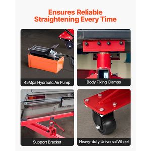 Tirapiedi Idraulico 6T per Carrozzeria con Martinetto ad Aria 3T e Pompa Idraulica a Pedale 6000PSI - Attrezzatura per Riparazione Auto - Product Image 3