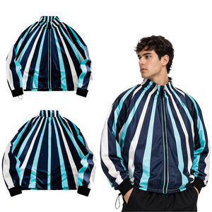 New Polyester Track <b>Jacket</b> for Men Striped Zipper Sports <b>Jacket</b> <b>Lightweight</b> Training Outerwear Wholesale Customize Men's <b>Jackets</b> - Product Image 6