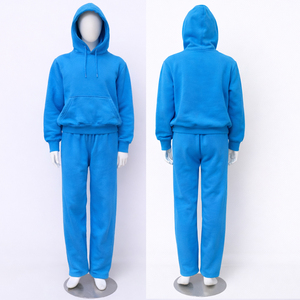 Ensemble deux pièces de survêtements de sport longs, amples et oversize, comprenant un sweat à capuche uni et un pantalon de jogging - Product Image 1