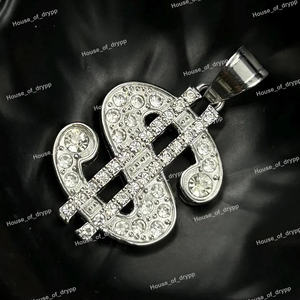 Collier pendentif symbole du dollar en argent 925 glacé avec diamant moissanite, style streetwear, chaîne hip-hop, bijoux - Product Image 4
